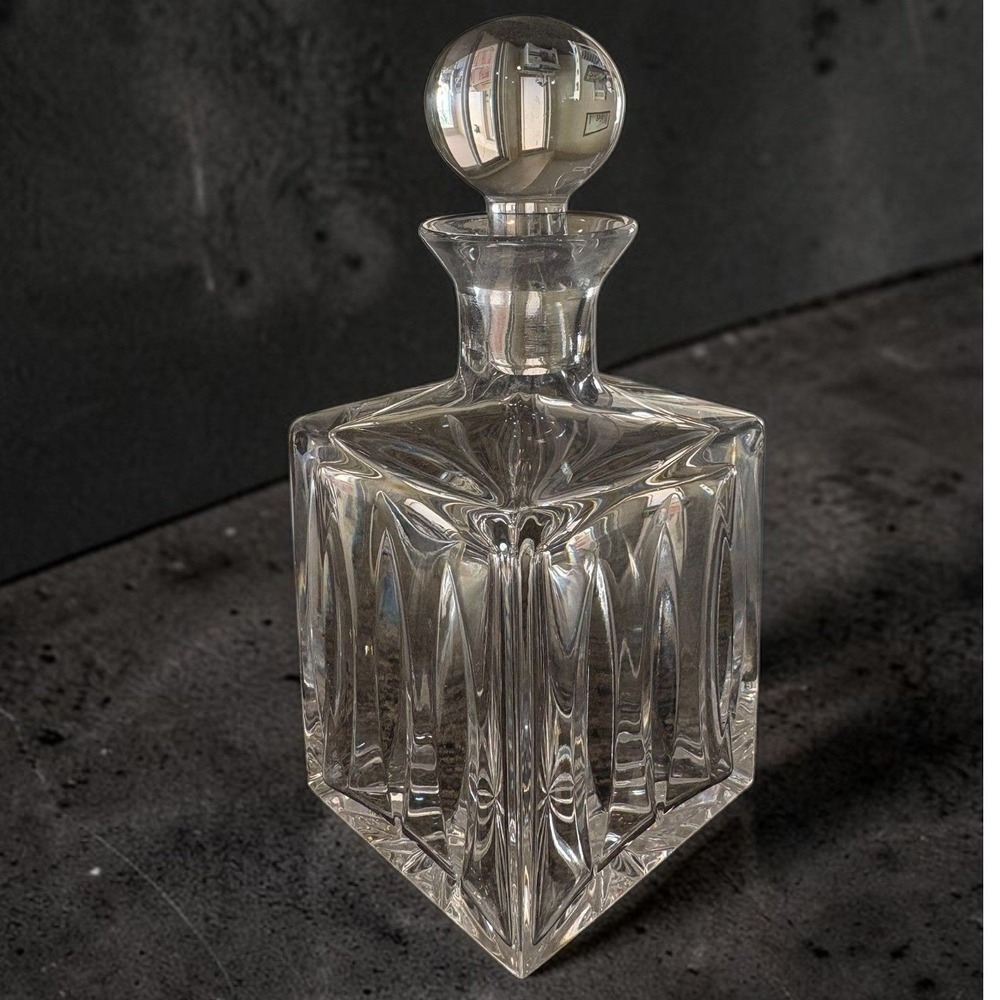 Atlantis Crystal Square Whiskey Decanter with Ball Stopper Made in Portugal 6"